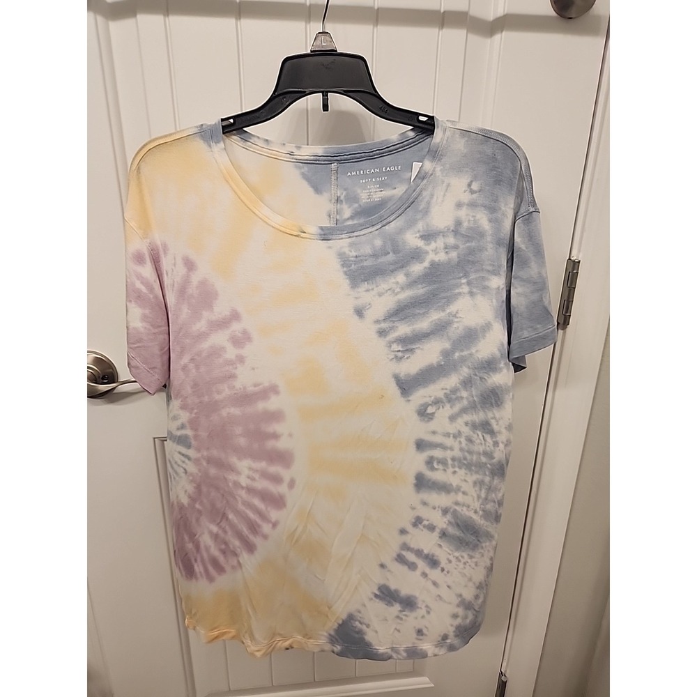 EUC American Eagle‎ Multicolored Tie-Dye Printed Short Sleeved Top Size S